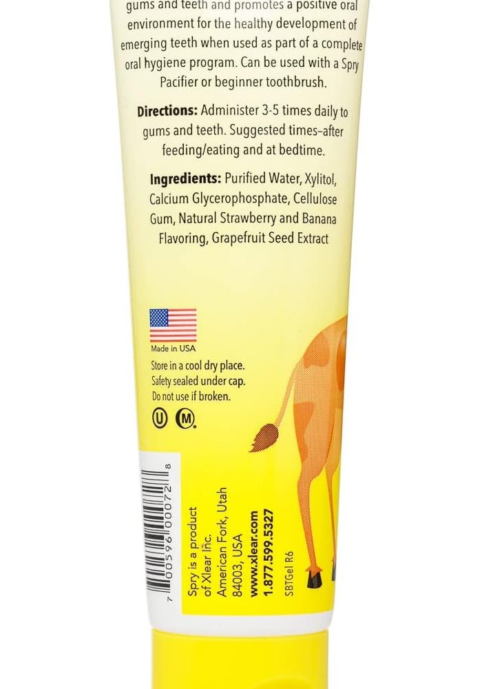 Spry Natural Xylitol Tooth Gel for Kids - Fluoride Free Strawberry Banana Flavor, 60ml - Image 2